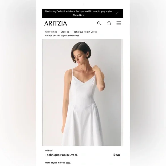 Wilfred Technique Poplin Maxi Dress Sz 0 Light Blue - Picture 14 of 14